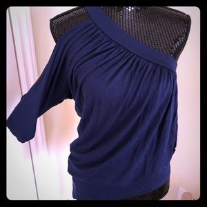 Navy One Cold Shoulder Top